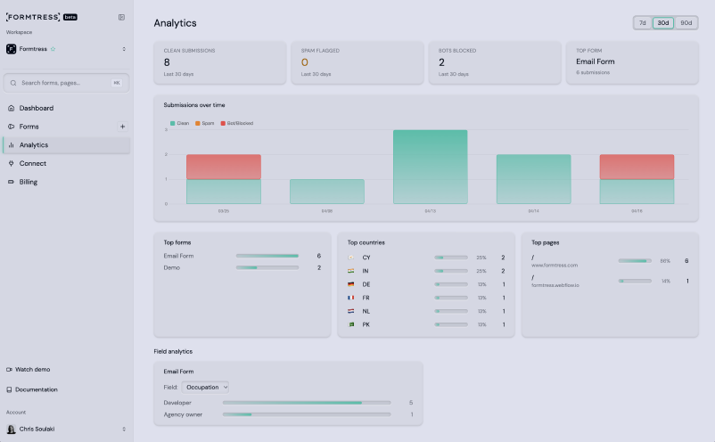 Formtress command palette