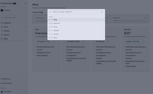 Formtress analytics page
