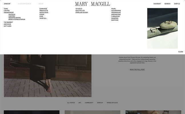 Mary MacGill navigation menu